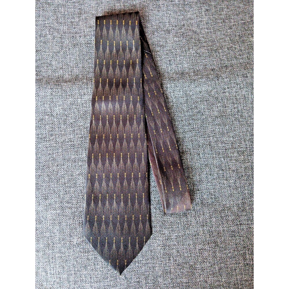 Tie 70s 80s 90s Y2K Mens Fratello Brown Beige 3.75 Wide 58 Long